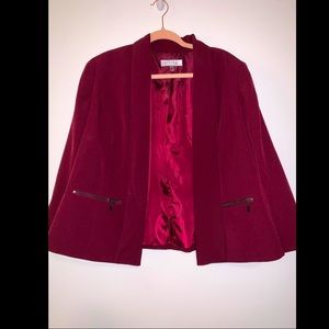 Kasper Cropped Maroon Blazer - Size 16w.
